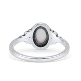 Oval Vintage Style Statement Fashion Thumb Ring Lab Created White Opal Oxidized 925 Sterling Silver