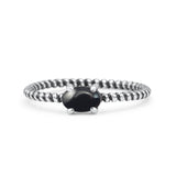 Art Deco Rope Oval Statement Fashion Oxidized Thumb Ring Simulated Black Onyx Solid 925 Sterling Silver