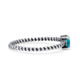Art Deco Rope Oval Statement Fashion Oxidized Thumb Ring Simulated Turquoise Solid 925 Sterling Silver