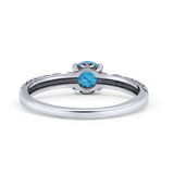 Vintage Style Thumb Ring Statement Fashion Oxidized Round Lab Created Blue Opal Solid 925 Sterling Silver