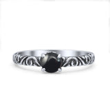 Vintage Style Thumb Ring Statement Fashion Oxidized Round Simulated Black Onyx Solid 925 Sterling Silver