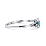 Infinity Promise Thumb Ring Round Oxidized Fashion Statement Ring Lab Created Blue Opal 925 Sterling Silver