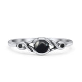 Infinity Promise Thumb Ring Round Oxidized Fashion Statement Ring Simulated Black Onyx 925 Sterling Silver