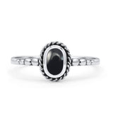 Oval Statement Fashion Thumb Ring Simulated Black Onyx Oxidized Solid 925 Sterling Silver