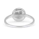 Oxidized Statement Fashion Round Petite Dainty Thumb Ring Lab Created Blue Opal 925 Sterling Silver