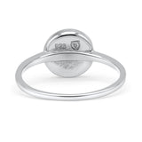 Oxidized Statement Fashion Round Petite Dainty Thumb Ring Simulated Mother of Pearl 925 Sterling Silver