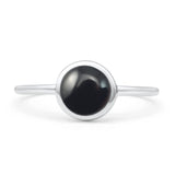 Oxidized Statement Fashion Round Petite Dainty Thumb Ring Simulated Black Onyx 925 Sterling Silver