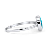 Oxidized Statement Fashion Round Petite Dainty Thumb Ring Simulated Turquoise 925 Sterling Silver
