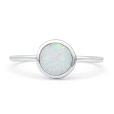 Oxidized Statement Fashion Round Petite Dainty Thumb Ring Lab Created White Opal 925 Sterling Silver