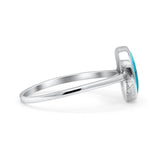 Oval Statement Fashion Petite Dainty Thumb Ring Simulated Turquoise Solid 925 Sterling Silver