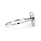 Oval Statement Fashion Petite Dainty Thumb Ring Lab Created White Opal Solid 925 Sterling Silver