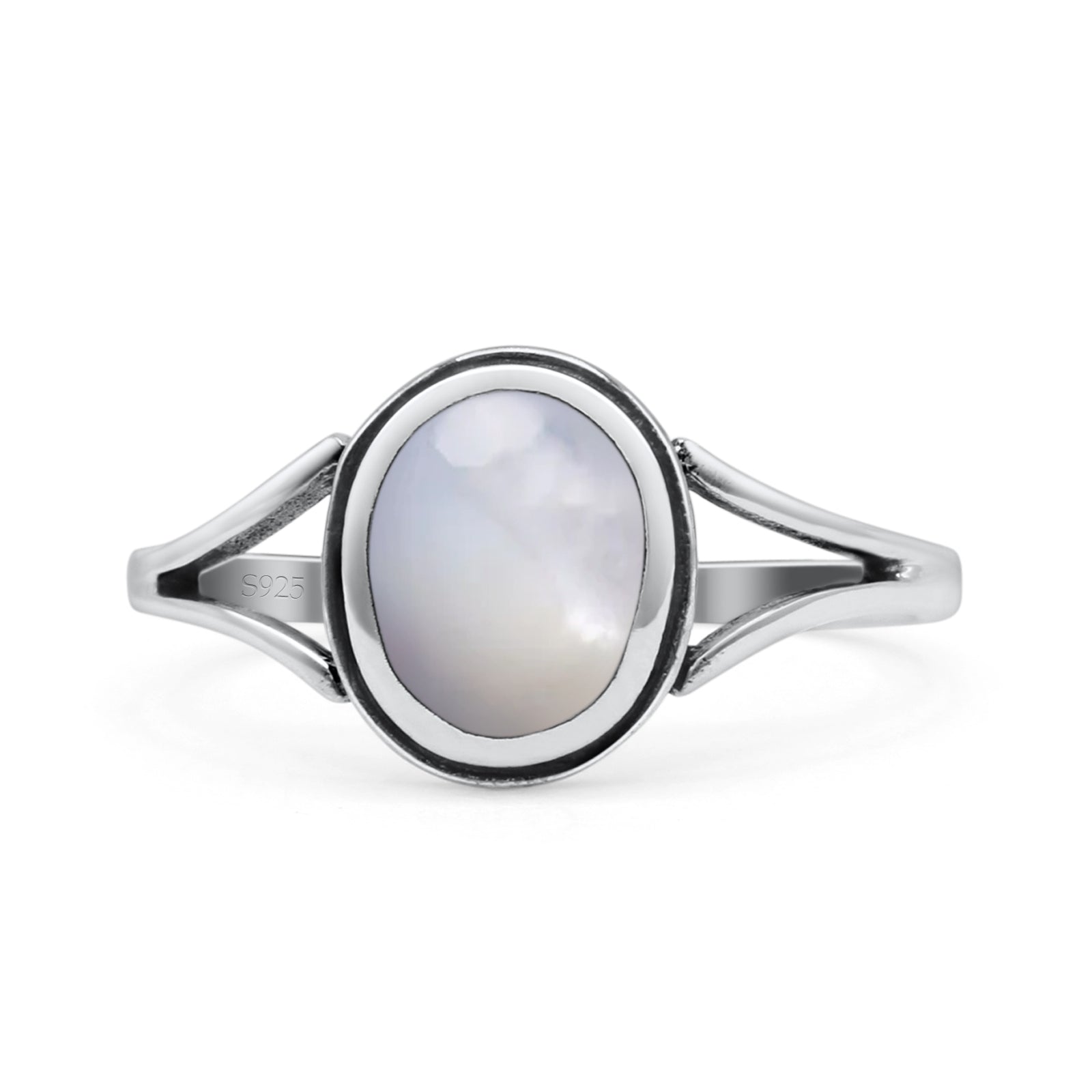 Sterling Silver Oval Mother of Pearl Ring