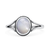Oval Statement Fashion Thumb Ring Simulated Mother of Pearl Oxidized Solid 925 Sterling Silver