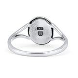 Oval Statement Fashion Thumb Ring Simulated Mother of Pearl Oxidized Solid 925 Sterling Silver
