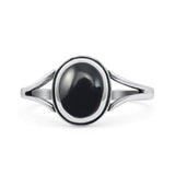 Oval Statement Fashion Thumb Ring Simulated Black Onyx Oxidized Solid 925 Sterling Silver