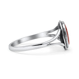 Oval Statement Fashion Thumb Ring Simulated Red Agate Oxidized Solid 925 Sterling Silver