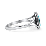 Oval Statement Fashion Thumb Ring Simulated Turquoise Oxidized Solid 925 Sterling Silver