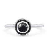 Round Thumb Ring Statement Fashion Ring Oxidized Simulated Black Onyx Solid 925 Sterling Silver