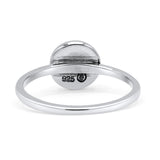 Round Thumb Ring Statement Fashion Ring Oxidized Simulated Black Onyx Solid 925 Sterling Silver