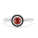 Round Thumb Ring Statement Fashion Ring Oxidized Simulated Red Agate Solid 925 Sterling Silver