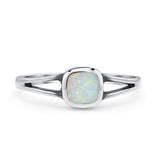 Cushion Cut Statement Fashion Petite Dainty Thumb Ring Lab Created White Opal Oxidized 925 Sterling Silver