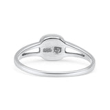 Cushion Cut Statement Fashion Petite Dainty Thumb Ring Lab Created White Opal Oxidized 925 Sterling Silver
