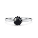 Solitaire Flower Round Oxidized Statement Fashion Thumb Ring Simulated Black Onyx 925 Sterling Silver