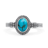 New Design Oxidized Statement Fashion Oval Thumb Ring Simulated Turquoise Solid 925 Sterling Silver