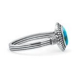 New Design Oxidized Statement Fashion Oval Thumb Ring Simulated Turquoise Solid 925 Sterling Silver