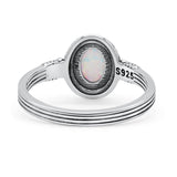 New Design Oxidized Statement Fashion Oval Thumb Ring Lab Created White Opal Solid 925 Sterling Silver
