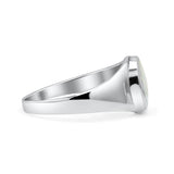 Petite Dainty Statement Fashion Oval Thumb Ring Lab Created White Opal Solid 925 Sterling Silver