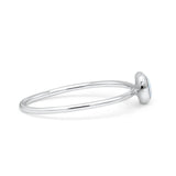 Round Fashion Statement Petite Dainty Thumb Ring Lab Created White Opal Solid 925 Sterling Silver
