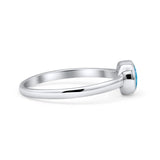 Round 6mm Thumb Ring Statement Fashion Ring Plain Band 925 Sterling Silver Petite Dainty Lab Created Blue Opal