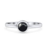 Round 6mm Thumb Ring Statement Fashion Ring Plain Band 925 Sterling Silver Petite Dainty Simulated Black Onyx
