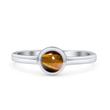 Round 6mm Thumb Ring Statement Fashion Ring Plain Band 925 Sterling Silver Petite Dainty Simulated Tiger Eye