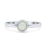 Round 6mm Thumb Ring Statement Fashion Ring Plain Band 925 Sterling Silver Petite Dainty Lab Created White Opal