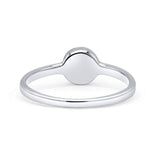 Round 6mm Thumb Ring Statement Fashion Ring Plain Band 925 Sterling Silver Petite Dainty Lab Created White Opal