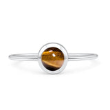 Round Statement Fashion Petite Dainty Thumb Ring Simulated Tiger Eye Solid 925 Sterling Silver