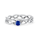 Infinity X Cross Weave Entangle Oxidized Round Statement Fashion Ring Simulated Blue Lapis Solid 925 Sterling Silver