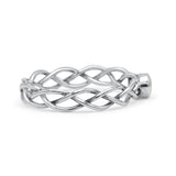 Infinity X Cross Weave Entangle Oxidized Round Statement Fashion Ring Lab Created White Opal Solid 925 Sterling Silver