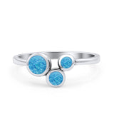 New Design Petite Dainty Fashion Thumb Ring Lab Created Blue Opal Solid 925 Sterling Silver