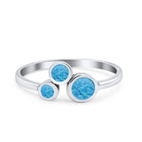 New Design Petite Dainty Fashion Thumb Ring Lab Created Blue Opal Solid 925 Sterling Silver