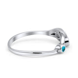 Three Stone Petite Dainty Fashion Thumb Ring Simulated Turquoise Solid 925 Sterling Silver