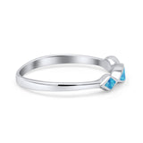 Marquise Vintage Style Petite Dainty Fashion Thumb Ring Lab Blue Opal Solid 925 Sterling Silver
