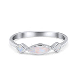 Marquise Vintage Style Petite Dainty Fashion Thumb Ring Lab White Opal Solid 925 Sterling Silver