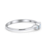 Three Stone Petite Dainty Thumb Fashion Ring Lab Created White Opal Solid 925 Sterling Silver