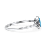 Oval Oxidized Statement Fashion Petite Dainty Thumb Ring Lab Created Blue Opal 925 Sterling Silver