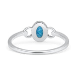 Oval Oxidized Statement Fashion Petite Dainty Thumb Ring Lab Created Blue Opal 925 Sterling Silver