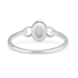 Oval Oxidized Statement Fashion Petite Dainty Thumb Ring Lab Created White Opal 925 Sterling Silver