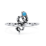Snake Oxidized Thumb Ring Trendy Statement Fashion Ring Lab Created Blue Opal 925 Sterling Silver